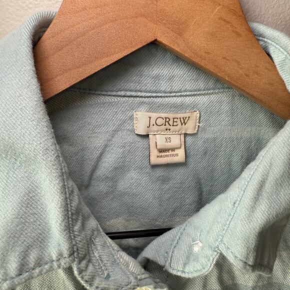 J. Crew Women's Cotton Button Striped Flannel Shirt Light Blue Size X-Small - Picture 4 of 6